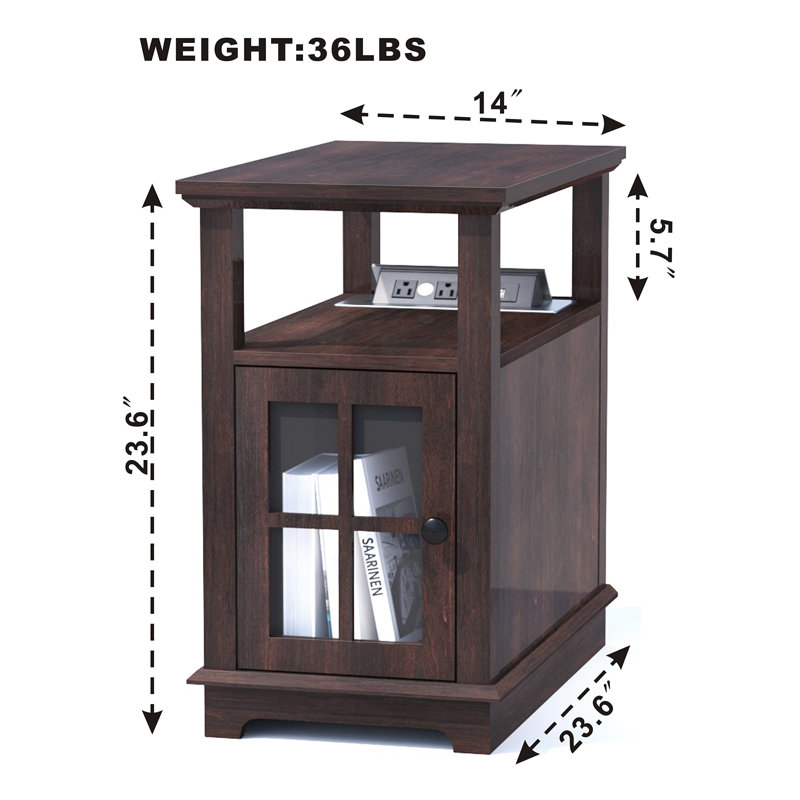 Red Barrel Studio® Boxley Tray Top Frame End Table and BuiltIn Outlets